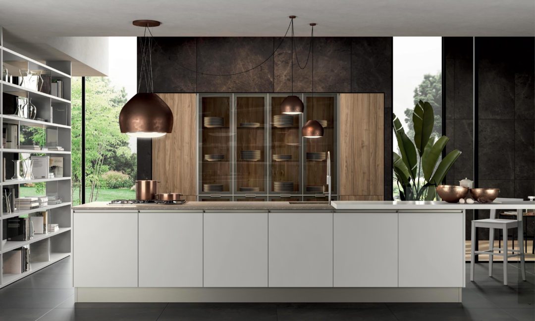 Febal Casa Cucina moderna Aria2 con pensili legno e laccata bianca 24 25